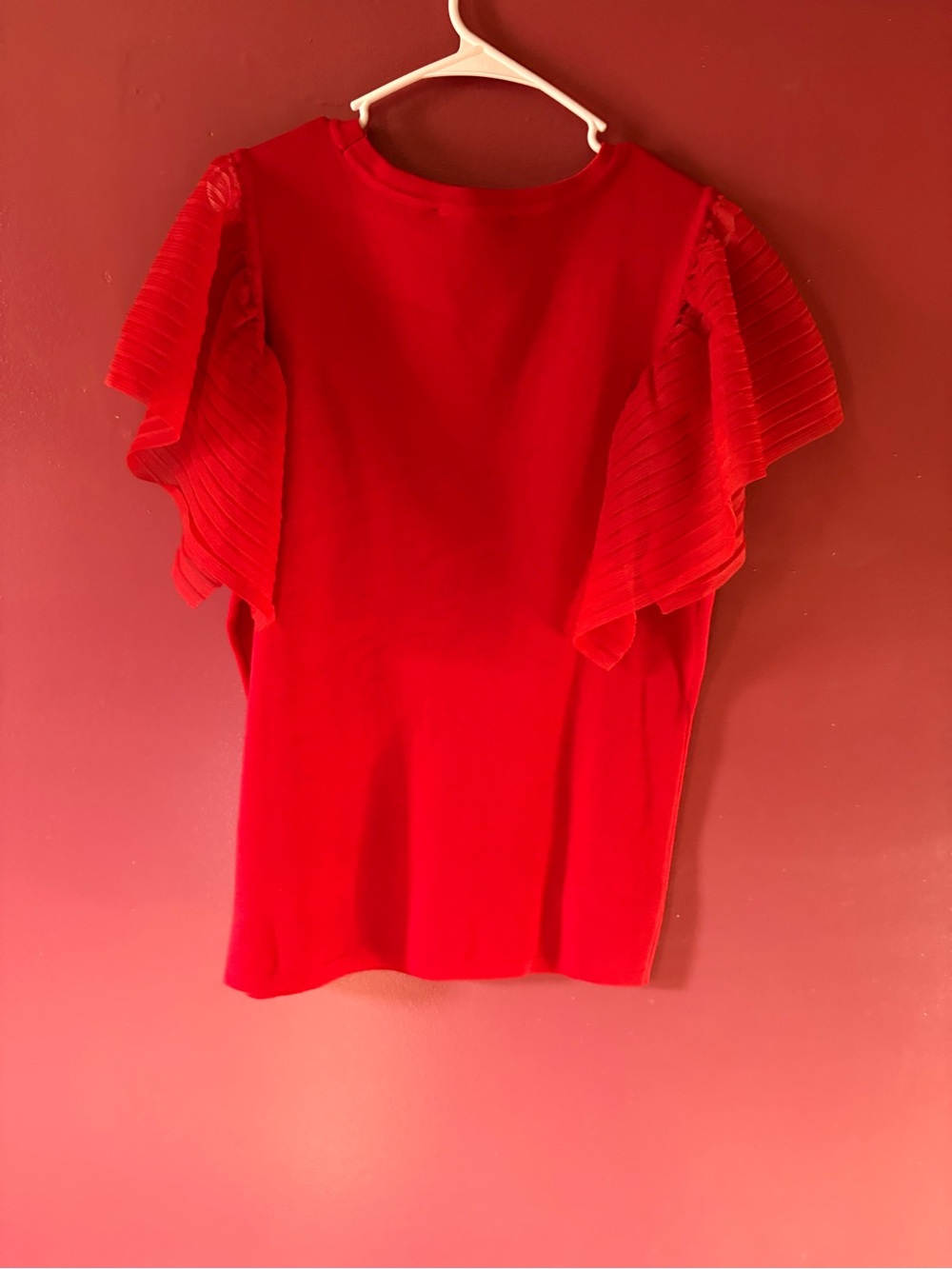 Ashley Stewart Red Ruffle Sleeve Tee - Picture 2 of 2